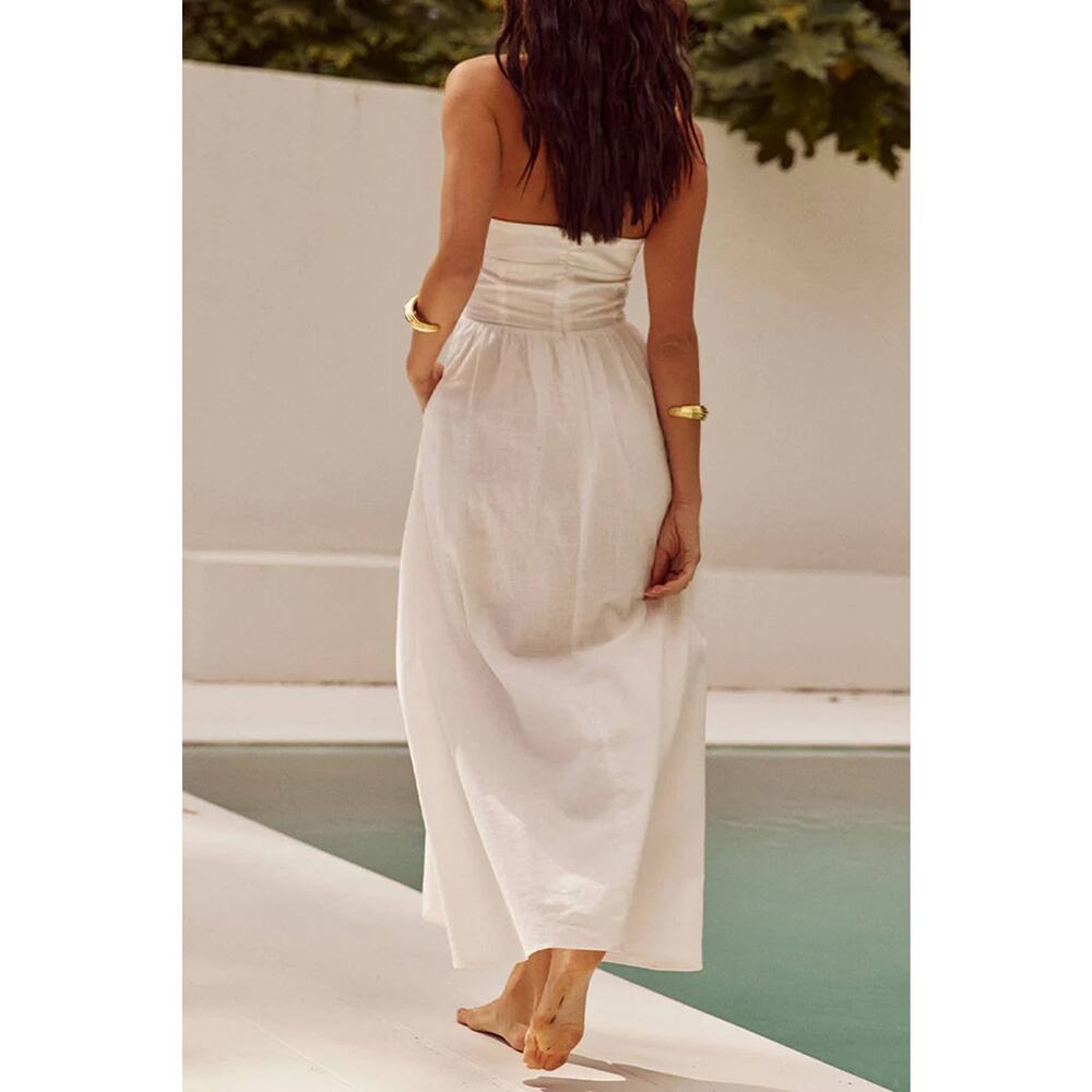 Supreme Fashion Maxi Dress Womens XL White Halter Sleeveless Summer Chic NWT - Picture 9 of 9